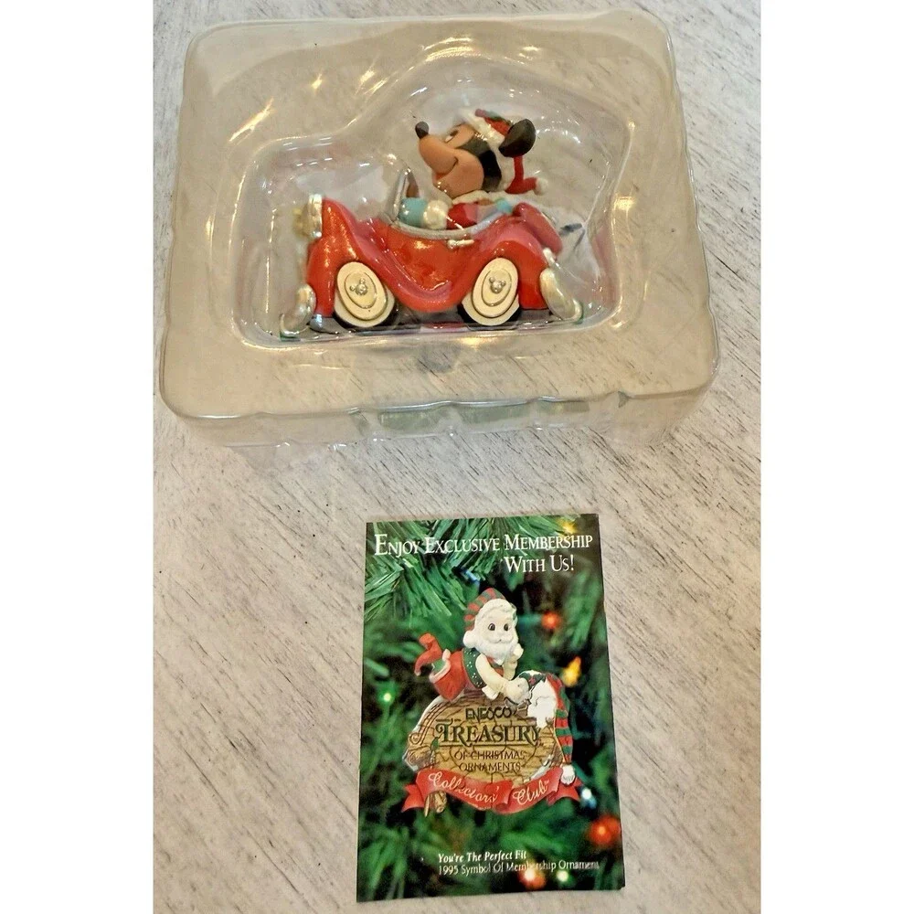 1994 Enesco Disney Christmas Cruisin Mickey Mouse‎ Red Car Ornament New in a Box